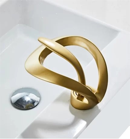 Messing Wasserfall Waschbecken Armatur, Einhand Wasserhähne, mit G1/2 Wasserversorgungs Rohr