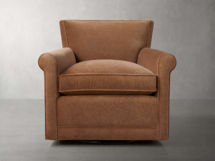 Rudy Rolled Arm Swivel Chair in Banks Cognac