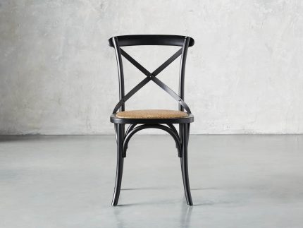 Cadence Dining Chair with Rattan Seat in Solid Black