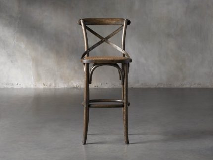 Cadence Barstool with Rattan Seat in Dark Brown