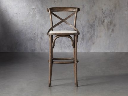 Cadence Barstool with Linen Natural Seat in Dark Brown