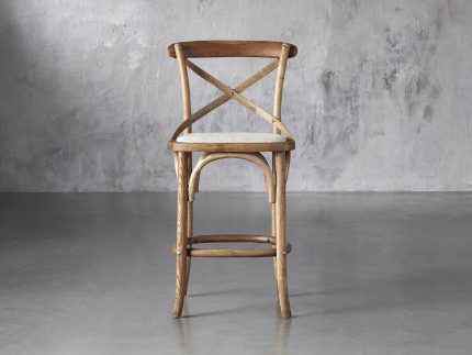 Cadence Stool with Linen Natural Seat in Stone Vintage