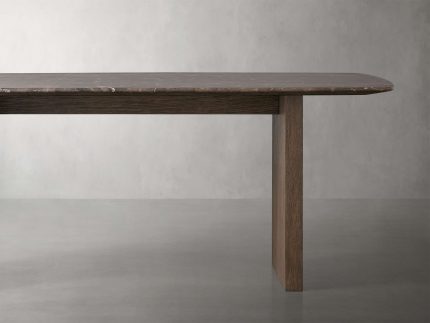 Saint Germain Stone Top Dining Table with Wood Clement Base