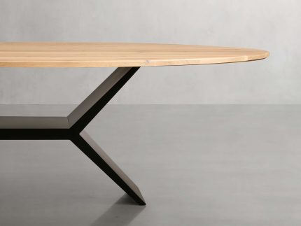 Jacob Oval Dining Table with Vertex Base in Flax Oak