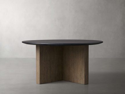 Saint Germain Round Wood Coffee Table with Clement Base