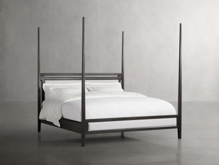 Brock Upholstered Poster Bed in Dark Twilight