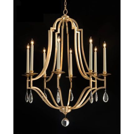 John Richard Gold-Leaf and Crystal Chandelier