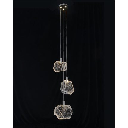 John Richard Moonlight Sonata: Selenite Pane Six-Light Droplight Chandelier