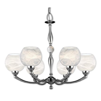 American Brass And Crystal Alabaster Globes 6 Light Chandelier Cp474064