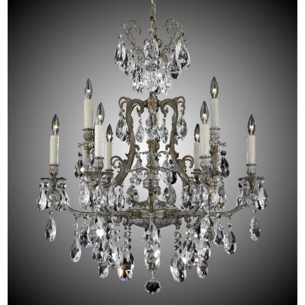 American Brass And Crystal Parisian 9 Light Chandelier Cp382922