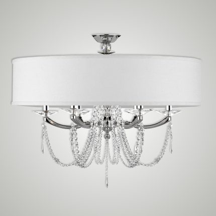 American Brass And Crystal Kensington 28 Inch 6 Light Semi Flush Mount Cp791754