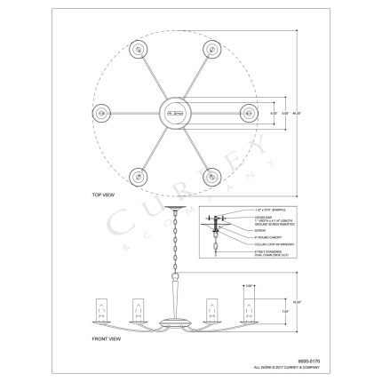 Currey And Company Myles 46 Inch 6 Light Chandelier Cp112612
