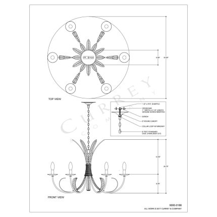 Currey And Company Bette 33 Inch 6 Light Chandelier Cp112628