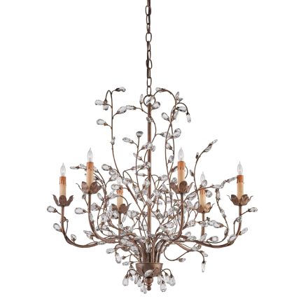 Currey And Company Crystal Bud 28 Inch 6 Light Chandelier Cp119625