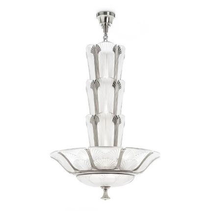 Lalique Ginkgo Chandelier Nickel