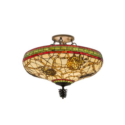 Meyda Lighting Burgundy Pinecone 24 Inch 4 Light Semi Flush Mount Cp19007