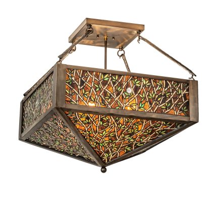 Meyda Lighting Bamboo 33 Inch 4 Light Semi Flush Mount Cp746126