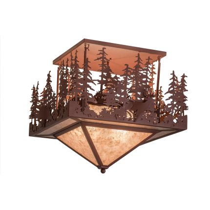 Meyda Lighting Wildlife At Pine Lake 37 Inch 4 Light Flush Mount Cp71294